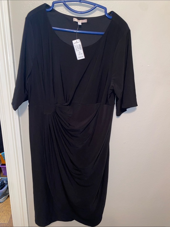 dressbarn Dresses & Skirts - dressbarn Black Ruched V-Neck Long Sleeve Dress